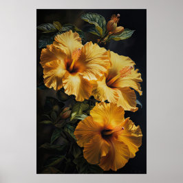 Poster de impresión de arte de flores amarillo hib