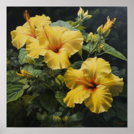 Poster de impresión de arte de flores amarillo hib