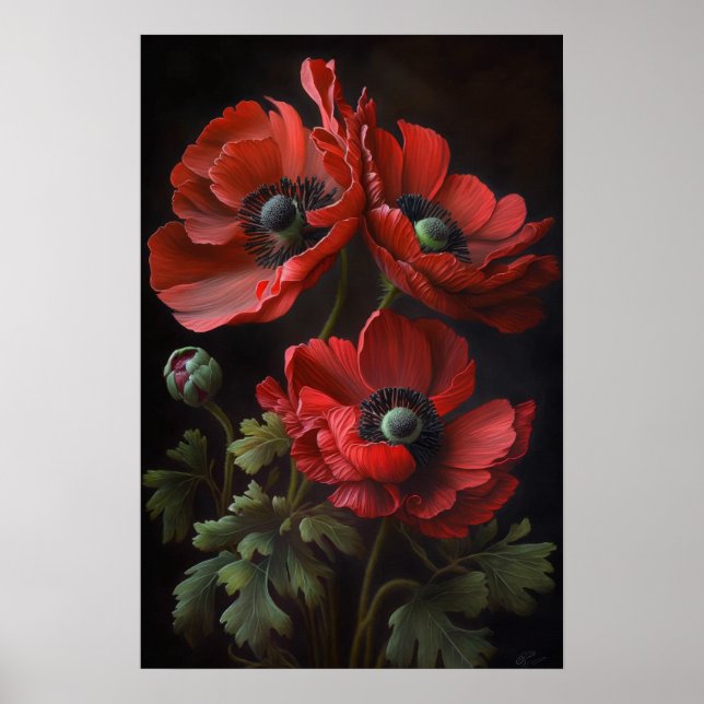 Poster de impresión de arte de flores anémónicas r (Frente)