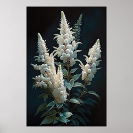 Poster de impresión de arte de flores blanco asila