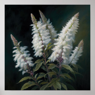 Poster de impresión de arte de flores blanco asila