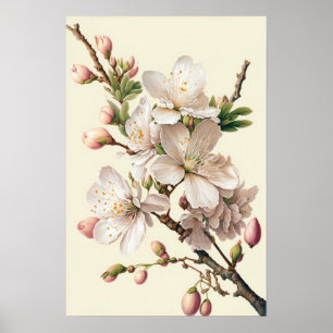 Poster de impresión de arte de flores de almendra