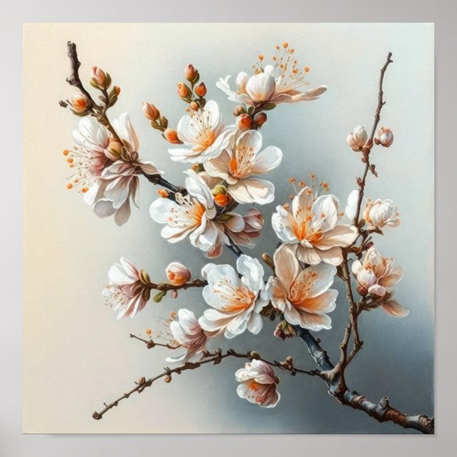 Poster de impresión de arte de flores de almendra (Frente)