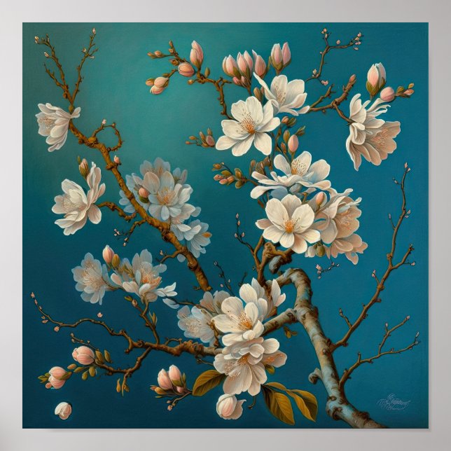Poster de impresión de arte de flores de almendra (Frente)