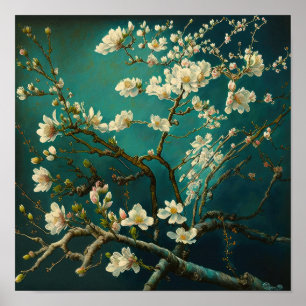 Poster de impresión de arte de flores de almendra