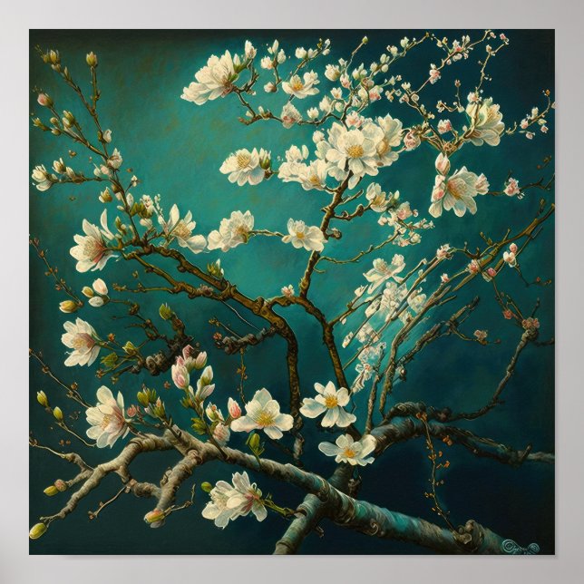 Poster de impresión de arte de flores de almendra (Frente)