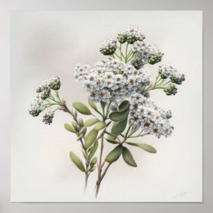 Poster de impresión de arte de flores de alyssum b