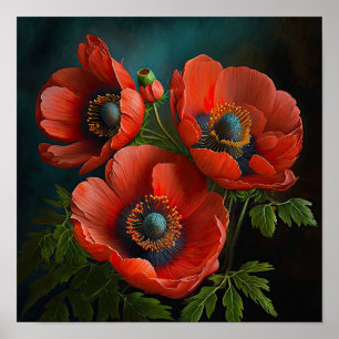 Póster de Impresión de Arte de Flores de Anémona R