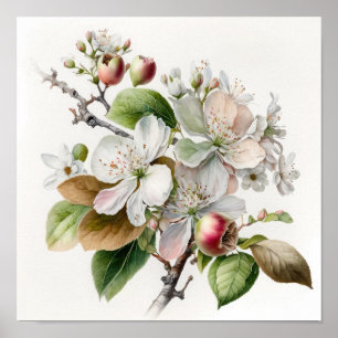 Poster de impresión de arte de flores de Apple bla