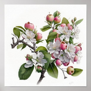 Poster de impresión de arte de flores de Apple Blo