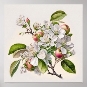 Poster de impresión de arte de flores de Apple Blo