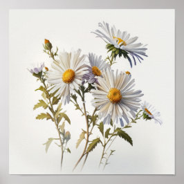 Poster de impresión de arte de flores de aster bla
