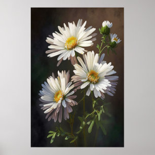 Poster de impresión de arte de flores de aster bla