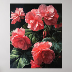 Poster de impresión de arte de flores de Begonia r