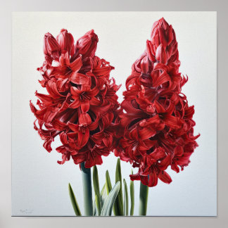 Poster de impresión de arte de flores de color roj