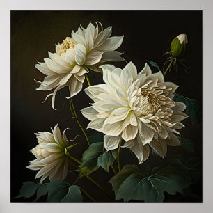 Poster de impresión de arte de flores de Dahlias b