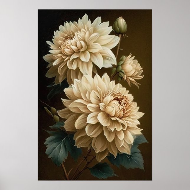 Poster de impresión de arte de flores de Dahlias b (Frente)