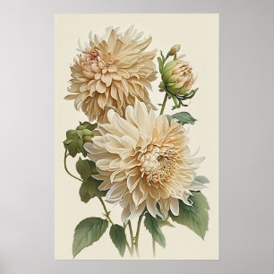 Poster de impresión de arte de flores de Dahlias b