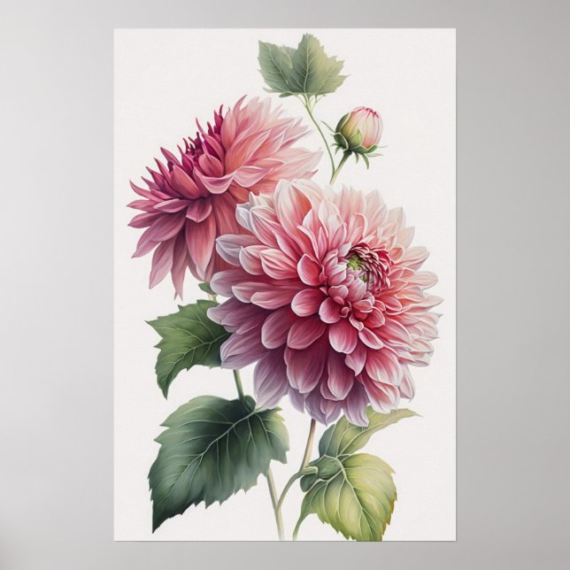 Poster de impresión de arte de flores de Dahlias r (Frente)