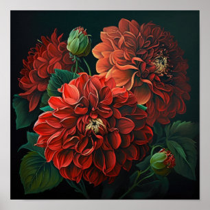 Poster de impresión de arte de flores de Dahlias R