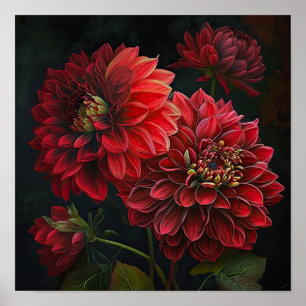 Poster de impresión de arte de flores de Dahlias R