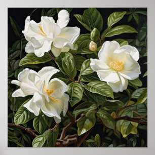 Poster de impresión de arte de flores de Gardenias
