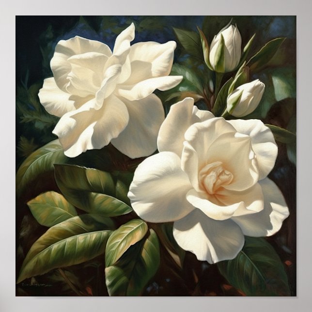 Poster de impresión de arte de flores de Gardenias (Frente)