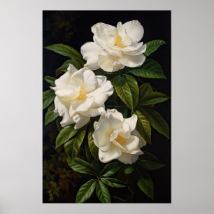Poster de impresión de arte de flores de Gardenias