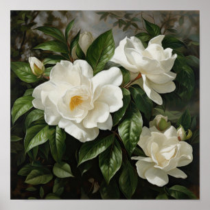 Poster de impresión de arte de flores de Gardenias