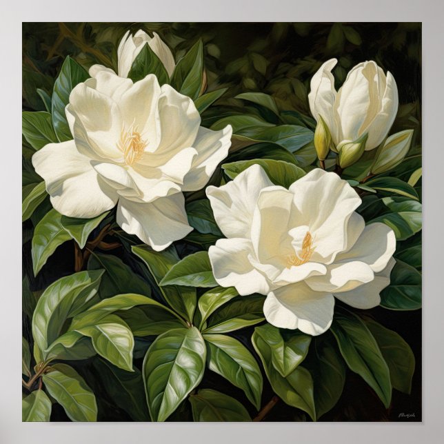 Poster de impresión de arte de flores de Gardenias (Frente)