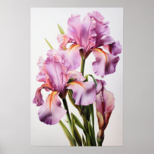 Poster de impresión de arte de flores de iris rosa