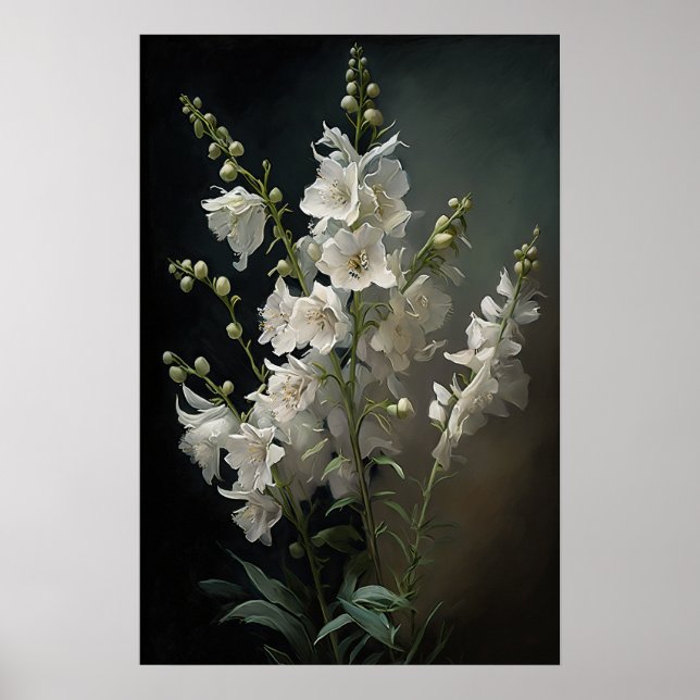 Poster de impresión de arte de flores de Larkspur  (Frente)