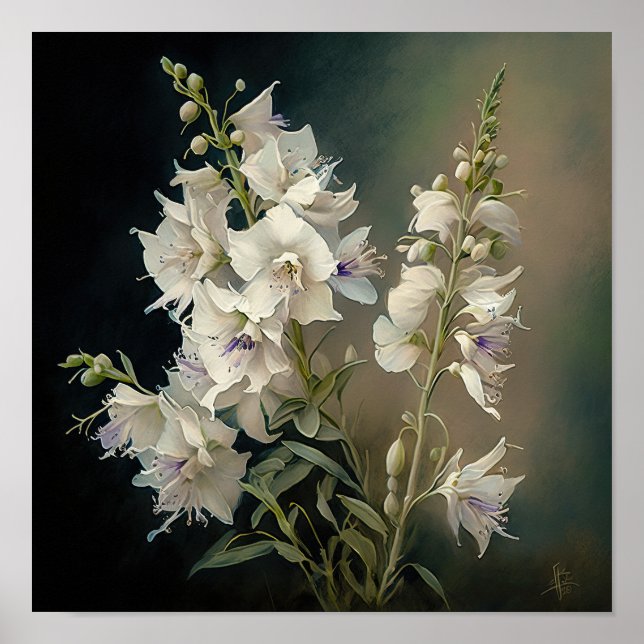 Poster de impresión de arte de flores de Larkspur  (Frente)