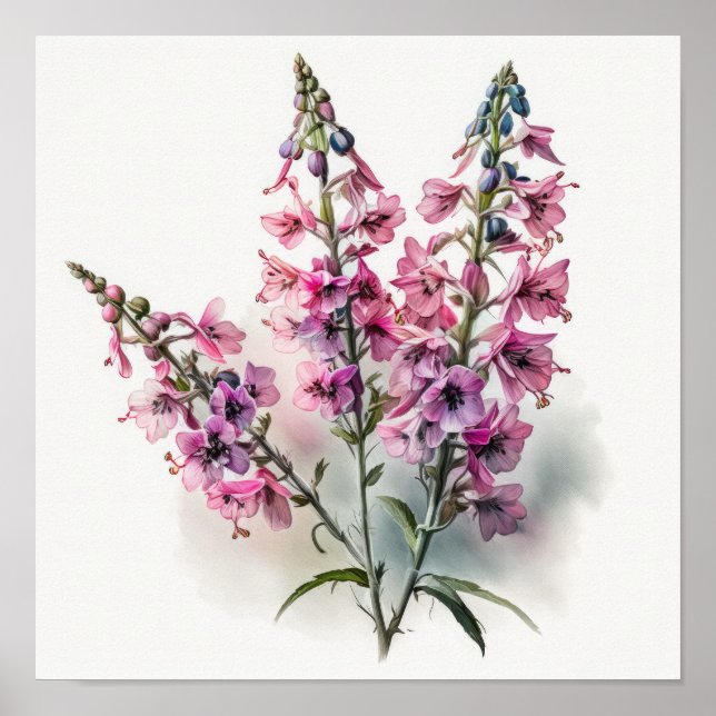 Poster de impresión de arte de flores de Larkspur  (Frente)