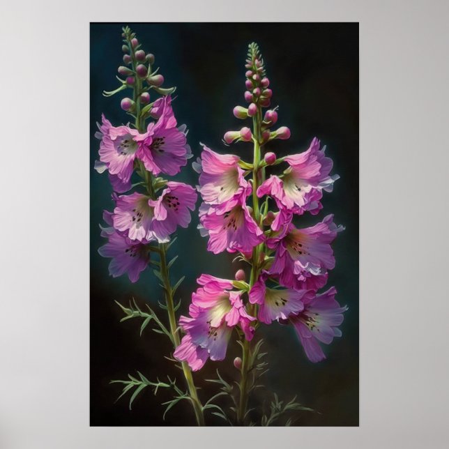 Poster de impresión de arte de flores de Larkspur  (Frente)