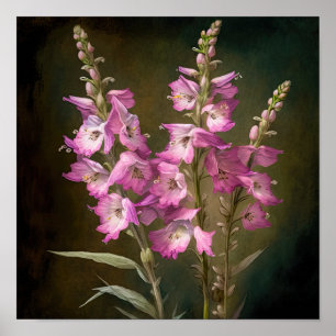Poster de impresión de arte de flores de Larkspur 