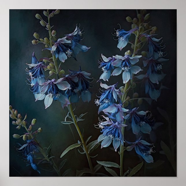 Poster de impresión de arte de flores de Larkspur  (Frente)
