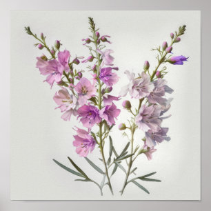 Poster de impresión de arte de flores de Larkspur