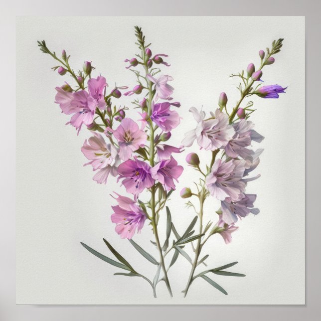 Poster de impresión de arte de flores de Larkspur  (Frente)