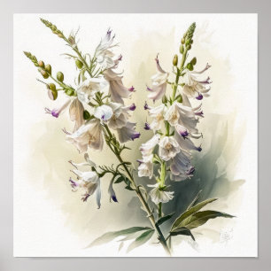 Poster de impresión de arte de flores de Larkspur