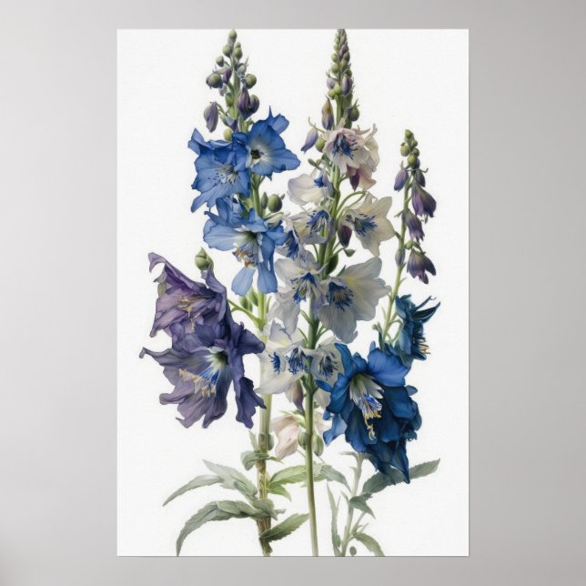 Poster de impresión de arte de flores de Larkspur  (Frente)