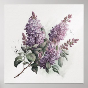 Póster de Impresión de Arte de Flores de Lila