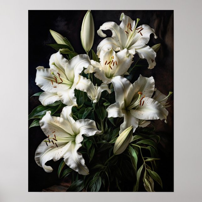 Poster de impresión de arte de Flores de Lirio Bla (Frente)