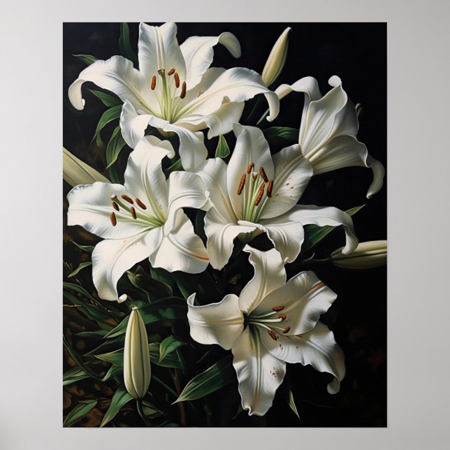 Poster de impresión de arte de Flores de Lirio Bla (Frente)