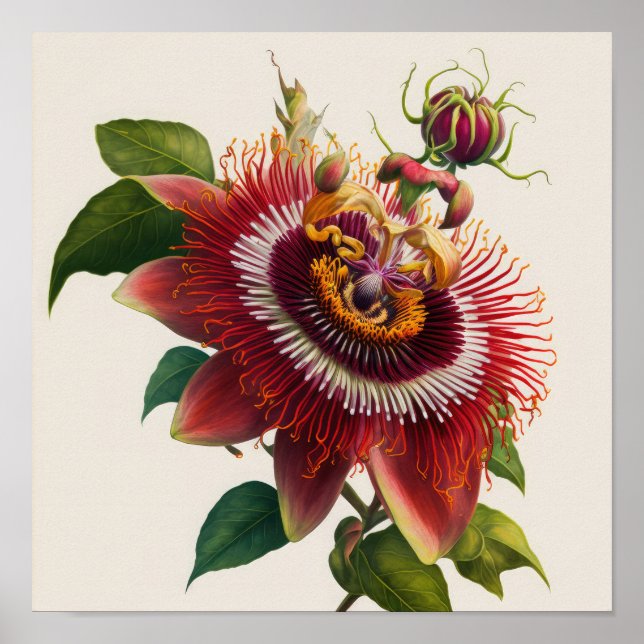 Poster de impresión de arte de flores de pasión ro (Frente)
