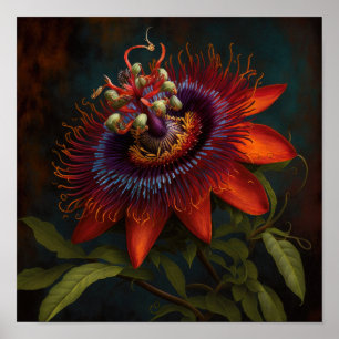 Poster de impresión de arte de flores de pasión ro