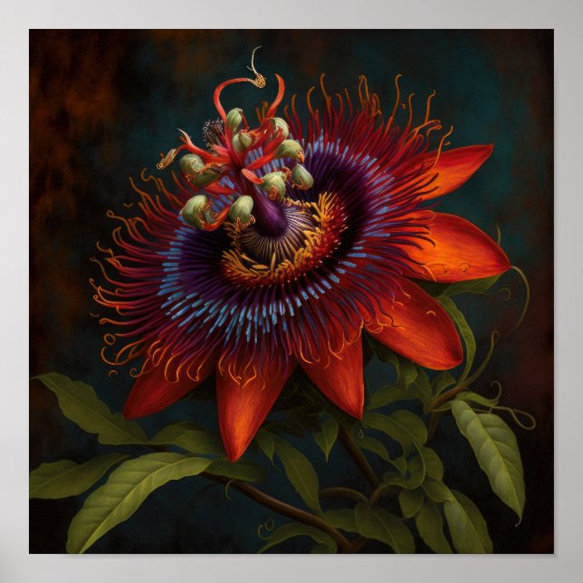 Poster de impresión de arte de flores de pasión ro (Frente)