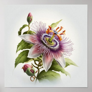 Poster de impresión de arte de flores de pasión ro