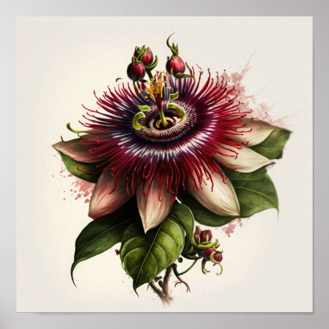 Poster de impresión de arte de flores de pasión ro (Frente)