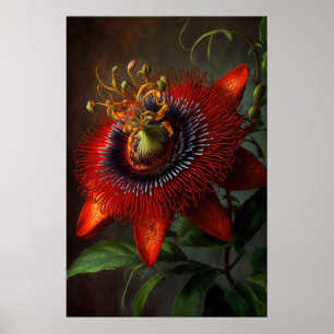 Poster de impresión de arte de flores de pasión ro